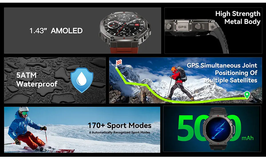 Smartwatch T-Rex 3 GPS – pantalla AMOLED, resistente 5ATM y monitor fitness