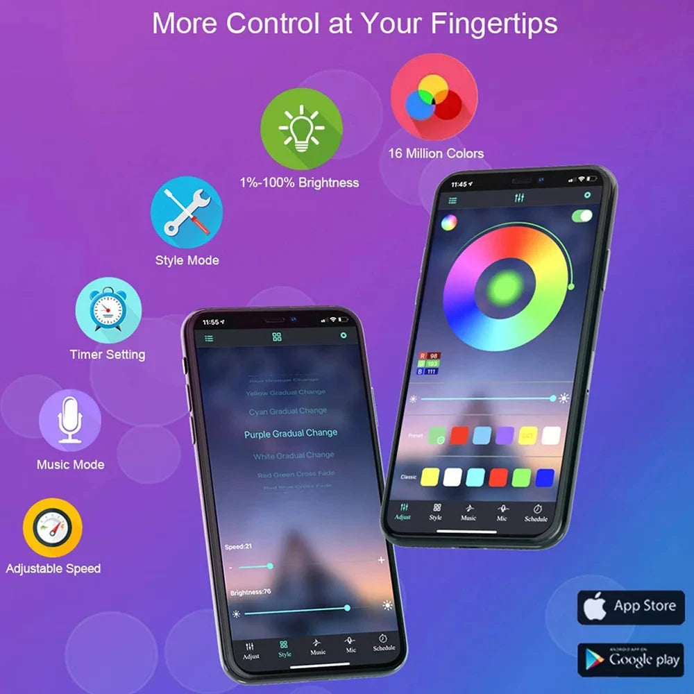 Tira LED Bluetooth SMD 5050 – control remoto APP, flexible y para decoración