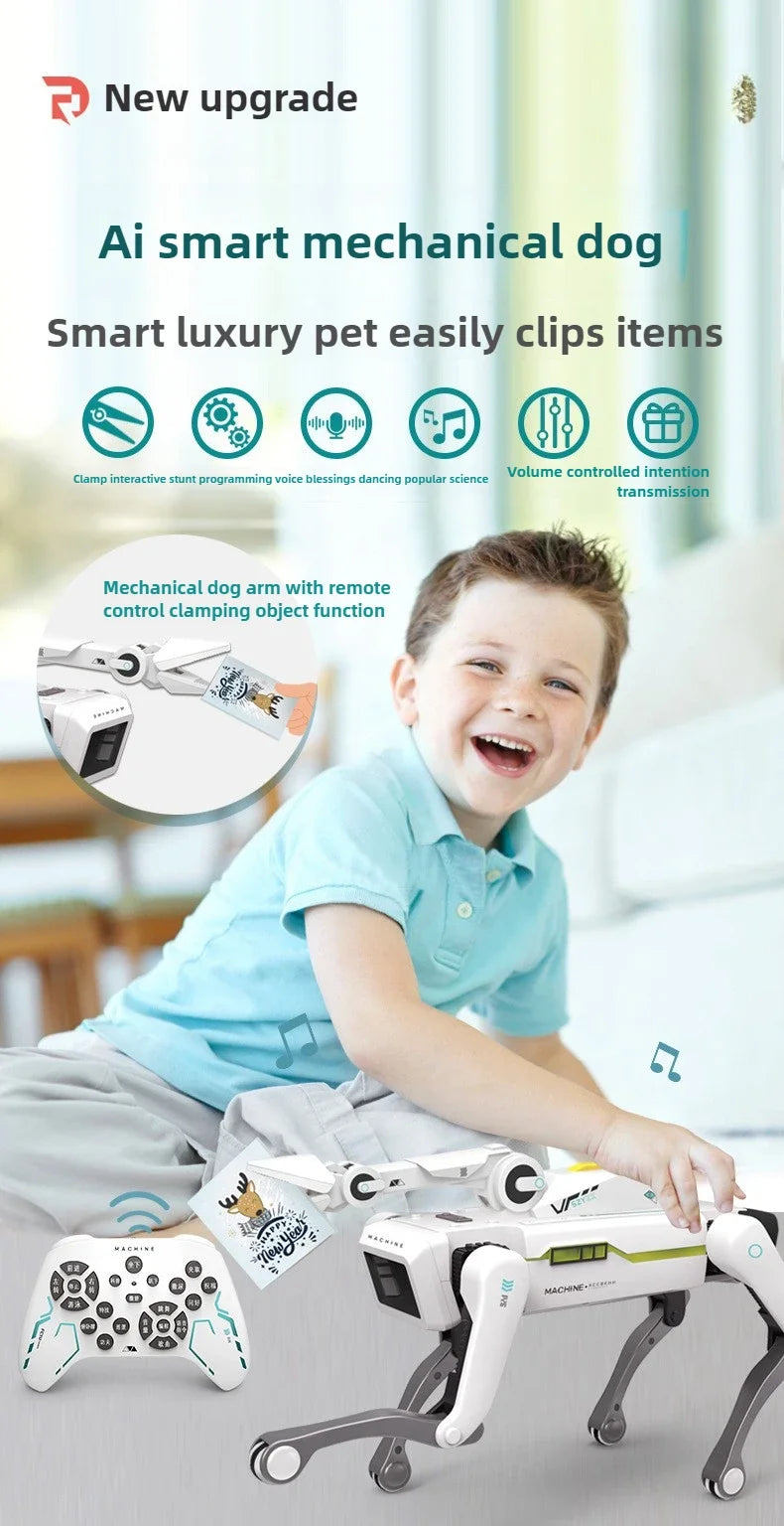 Perro Robot Teeggi Inteligente RC con Pinza - Multifunción - Perro Mecánico Educativo - Juguete Biónico Smart - Regalo