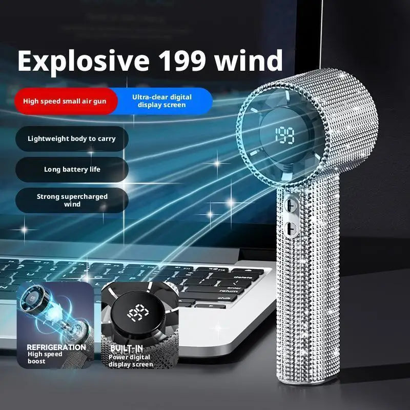 Ventilador de Mano Portátil con Pantalla Digital y 199 Velocidades