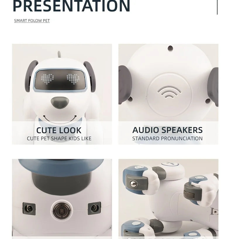 Perro Robot Inteligente con Control Remoto - Canta, Baila y Sigue - Acrobacias Smart - Música Interactiva - Cachorro Programable - Regalo para Niños