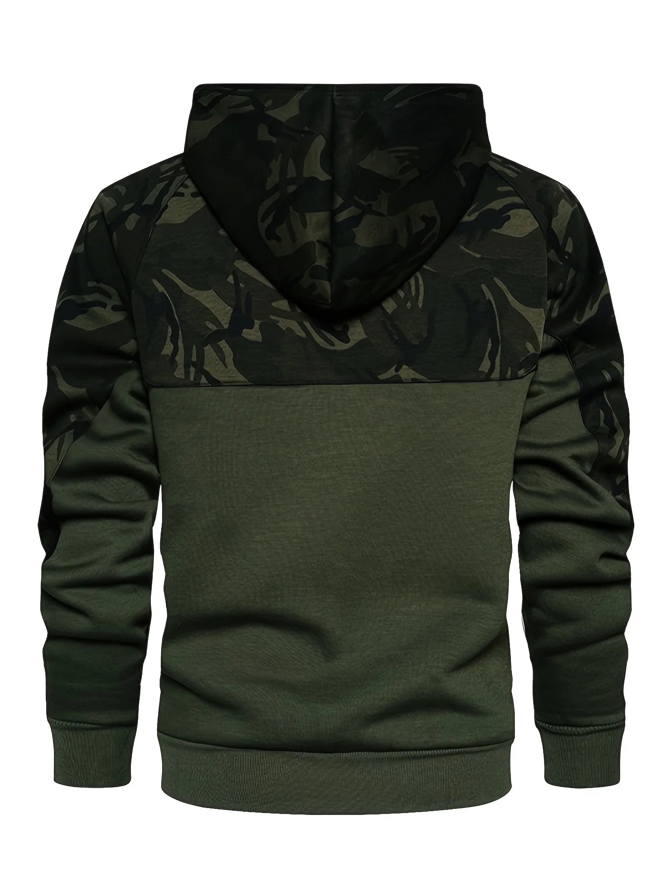 Hoodie camuflado hombre – diseño color block casual con bolsillo canguro