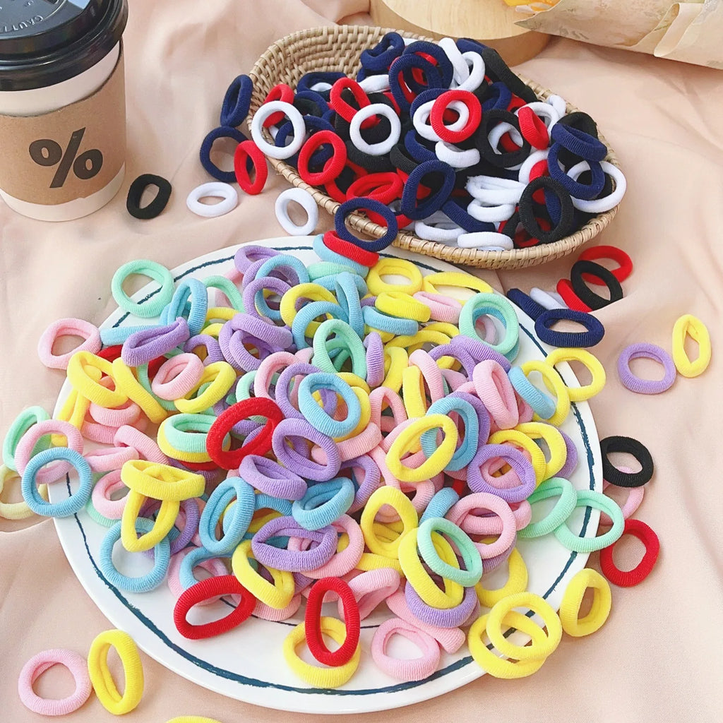 Set de 20/50 ligas elásticas para cabello – scrunchies y bandas de colores para niñas