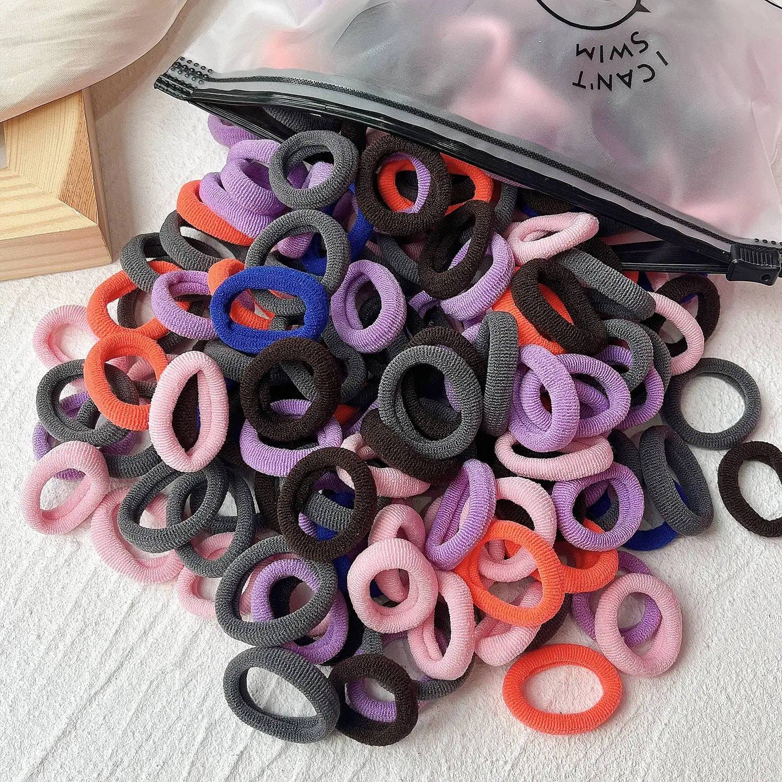 Set de 20/50 ligas elásticas para cabello – scrunchies y bandas de colores para niñas