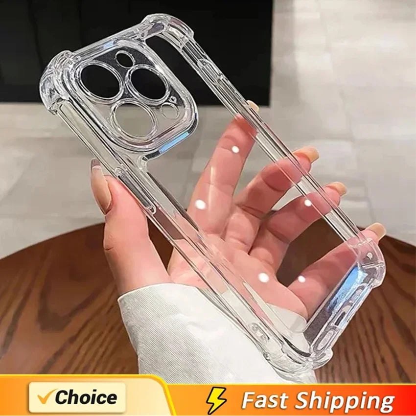 Funda transparente de silicona – resistente a golpes con protección de lente para iPhone