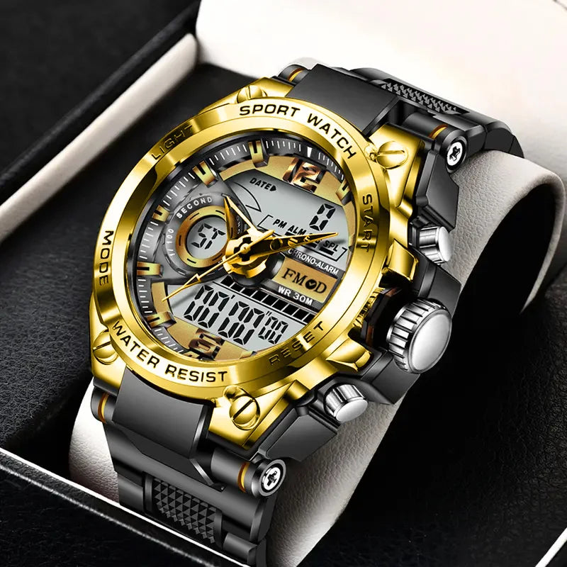 Reloj militar digital para hombre – acero, LED y cuarzo deportivo