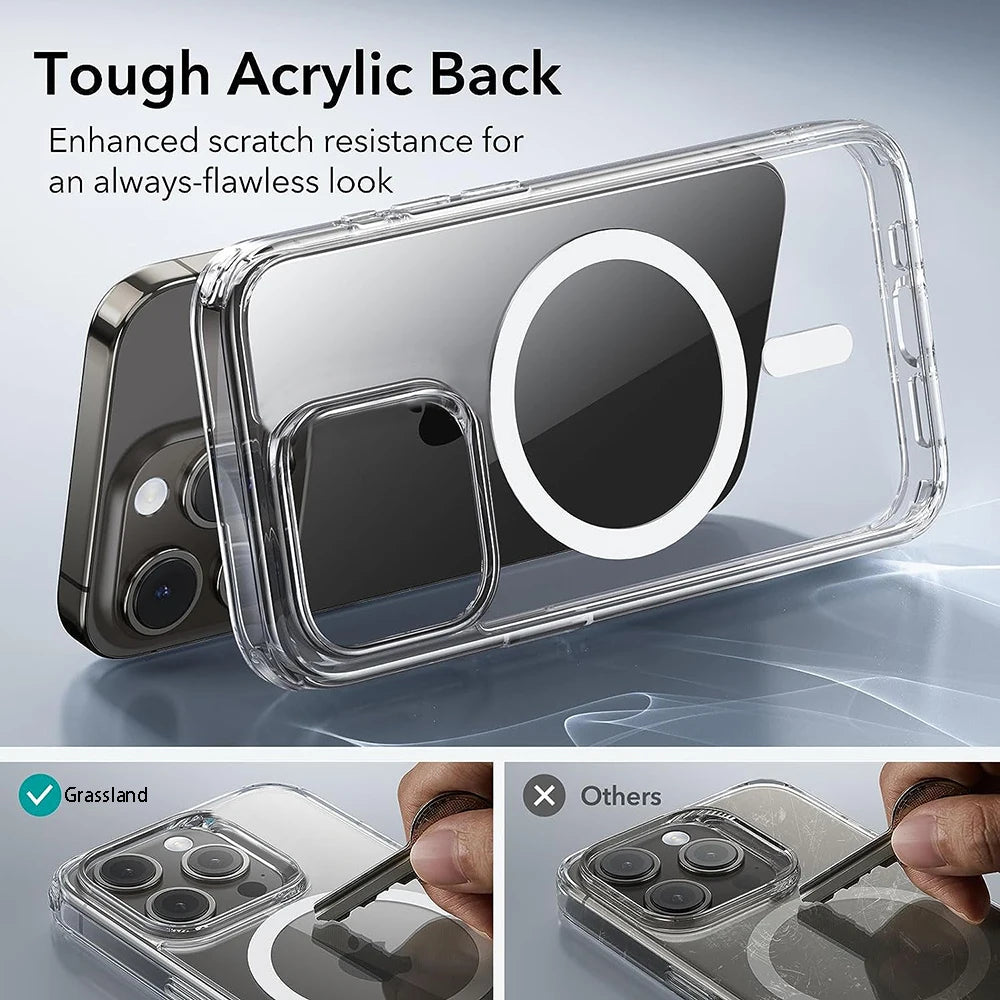 Funda transparente con carga magnética inalámbrica – compatible con MagSafe para iPhone