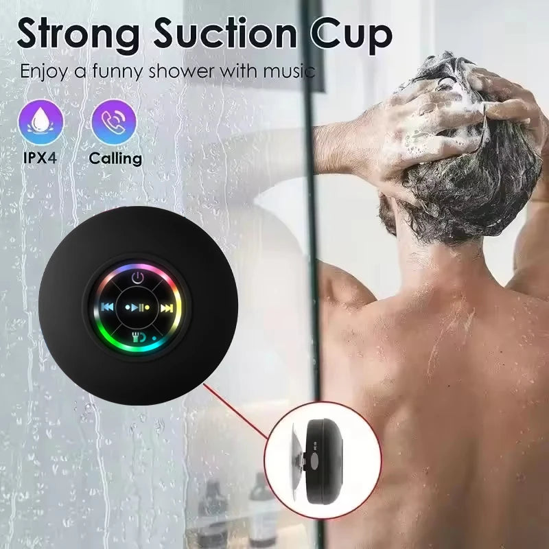 Parlante Bluetooth Portátil Impermeable con Ventosa y Luz LED