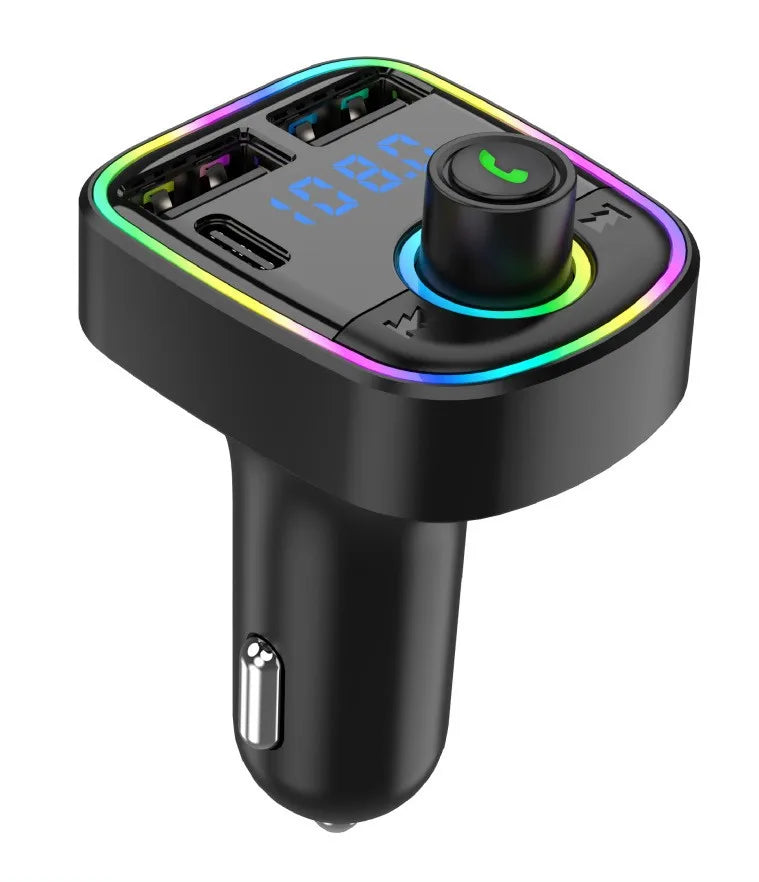 Cargador de auto inalámbrico con transmisor FM – manos libres, Bluetooth y doble puerto USB