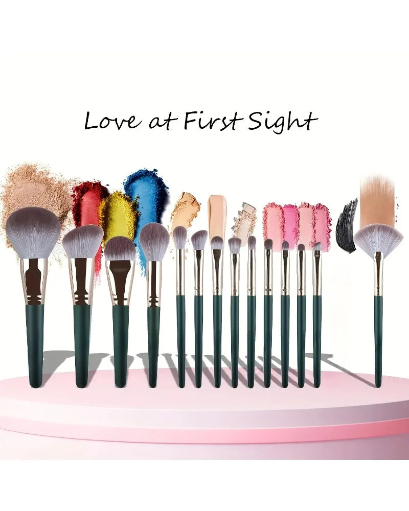 Set de 14 pinceles de maquillaje – profesional, suaves para rostro y ojos