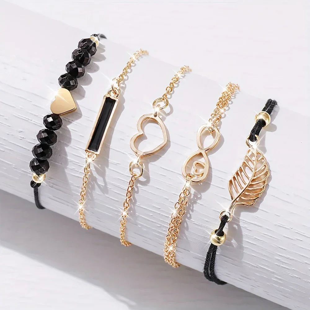Set de relojes analógicos de cuero para mujer – 6 piezas de moda con cuarzo