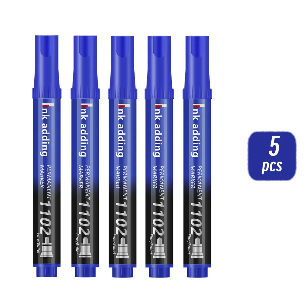 Set marcador permanente 2mm – tinta roja, azul y negra, punta fina y rápido secado
