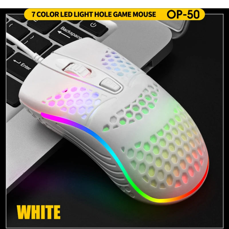 Mouse gaming con cable – 7 botones, LED respirable y sensor óptico USB
