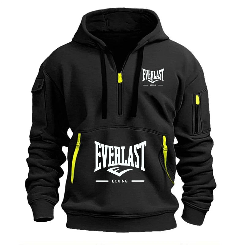 Hoodie casual con diseño multi-zipper – estampado y corte suelto para otoño/invierno