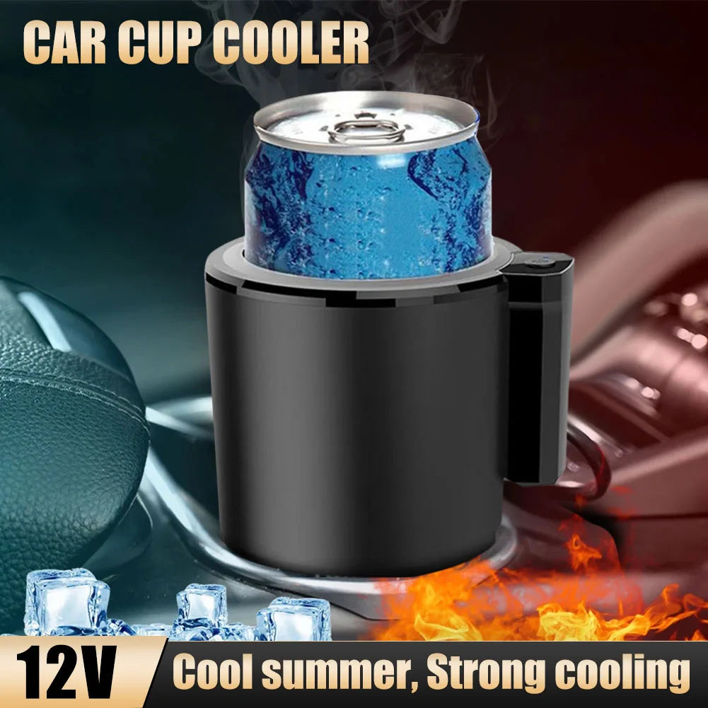 Enfriador de Bebidas para Auto DC 12V con Adaptador para Casa, Portavasos Refrigerador Eléctrico para Coche y Oficina