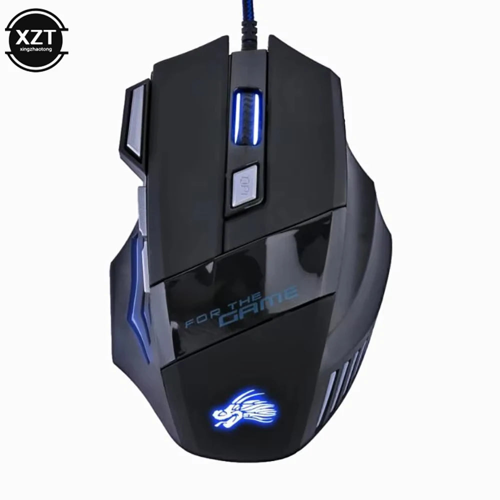 Mouse gaming con cable – retroiluminación 7 colores y DPI ajustable 5500