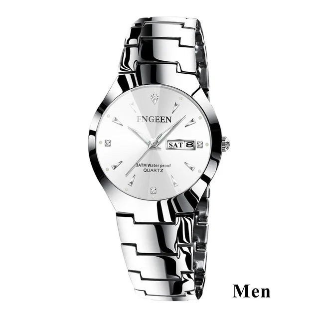 Set de relojes FNGEEN 5808 para parejas – cuarzo, lujo y resistente al agua