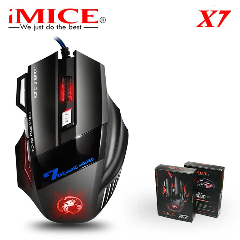 Mouse gaming con cable – retroiluminación y DPI ajustable 2400-7200