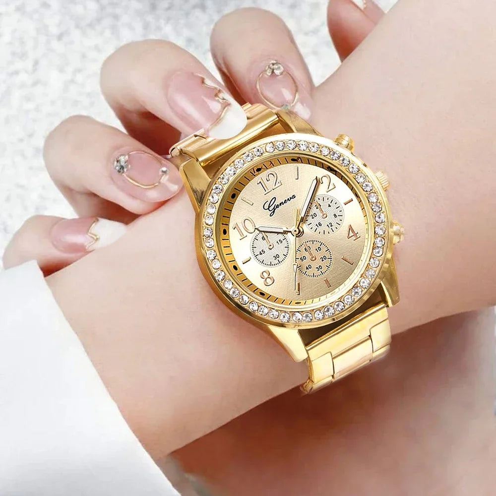 Reloj mujer con diamantes – lujo y estilo en acero inoxidable y oro rosa