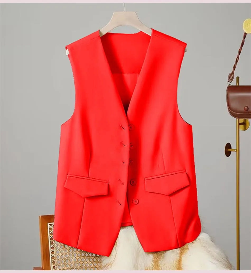 Chaleco elegante mujer – business con escote en V y diseño sin mangas