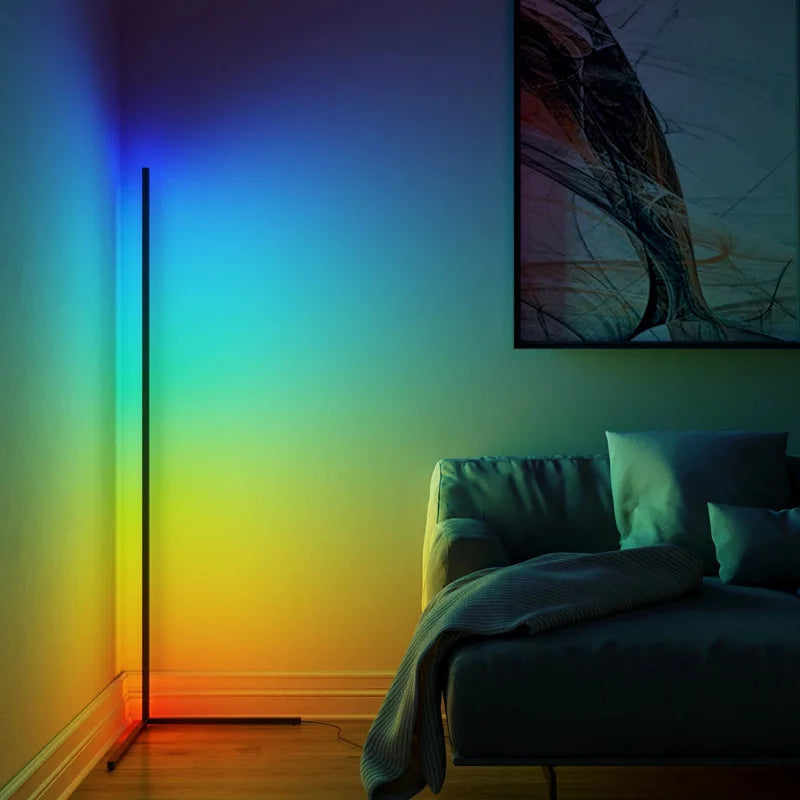 Lámpara de pie Tuya RGB – 160cm, control remoto y ambiente moderno