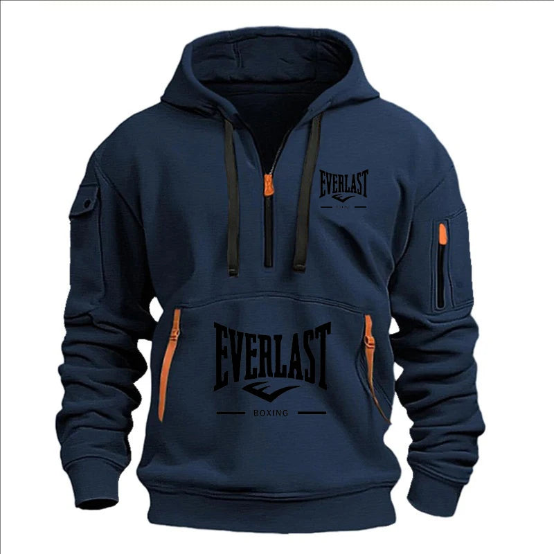Hoodie casual con diseño multi-zipper – estampado y corte suelto para otoño/invierno