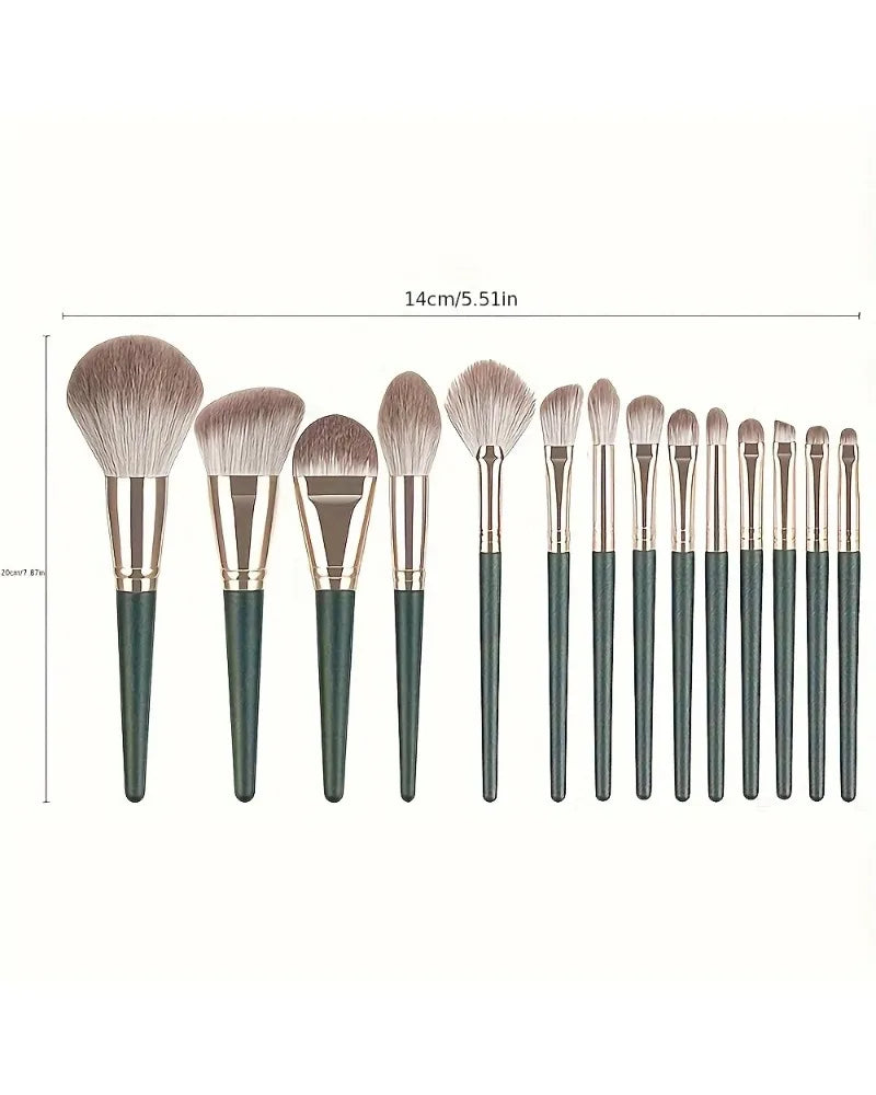 Set de 14 pinceles de maquillaje – profesional, suaves para rostro y ojos