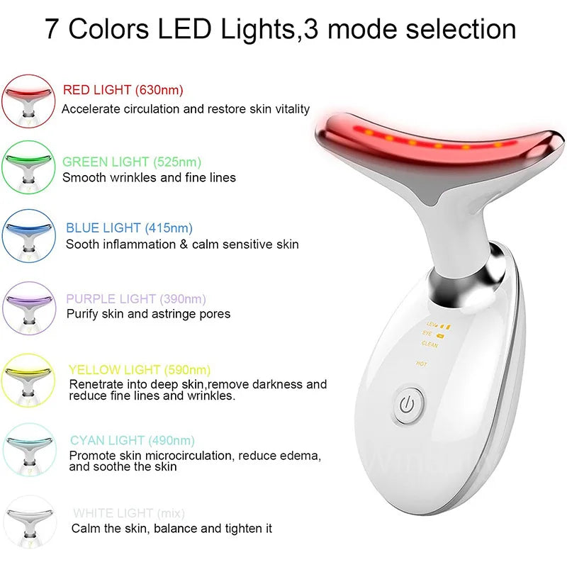 Dispositivo de belleza facial – masajeador para lifting y cuidado del cuello con 7 colores