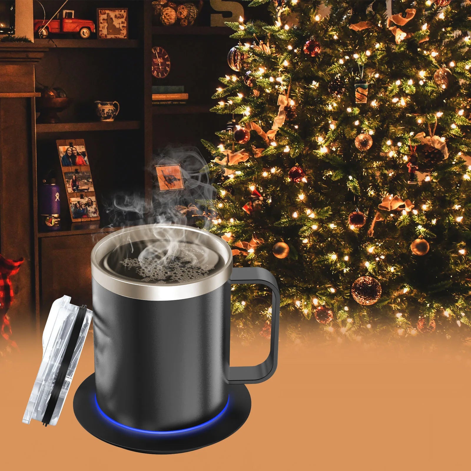 Taza Autocalentable 12oz - USB Eléctrica - Calentamiento 55-65°C - Taza de Viaje Inteligente - Doble Capa - Grado Alimenticio - Calentador de Taza
