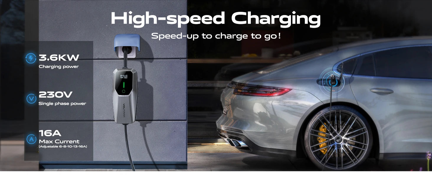 Cargador eléctrico VDL para auto – 3.6KW, Tipo 2 y corriente ajustable