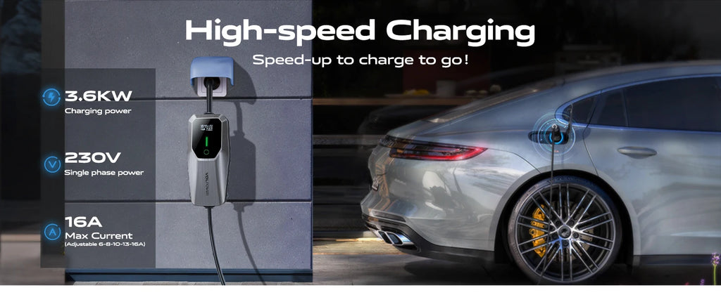 Cargador eléctrico VDL para auto – 3.6KW, Tipo 2 y corriente ajustable