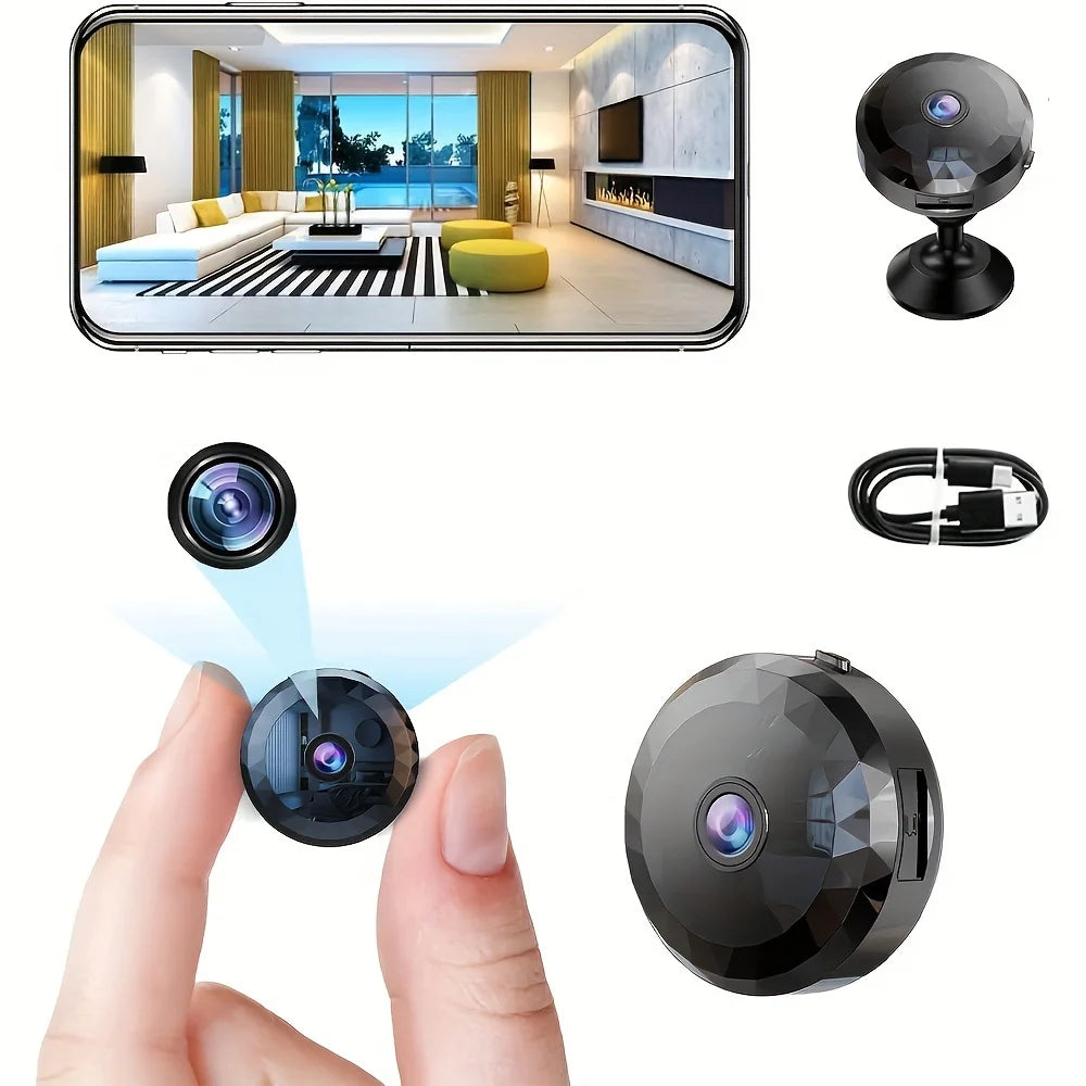 Mini cámara de seguridad WiFi inalámbrica – visión nocturna, detección de movimiento y batería recargable
