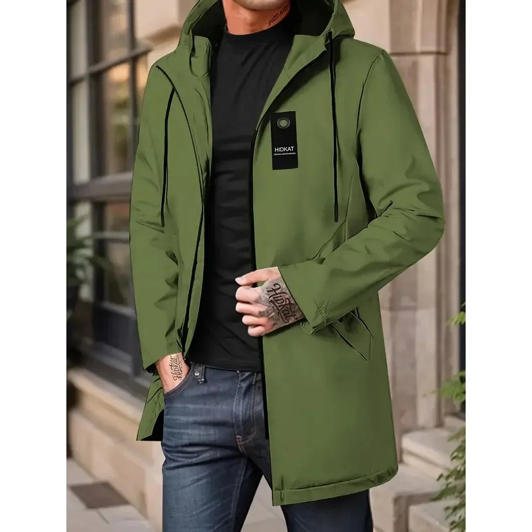 Campera fina acolchada con capucha para hombre – cortaviento casual con bolsillo
