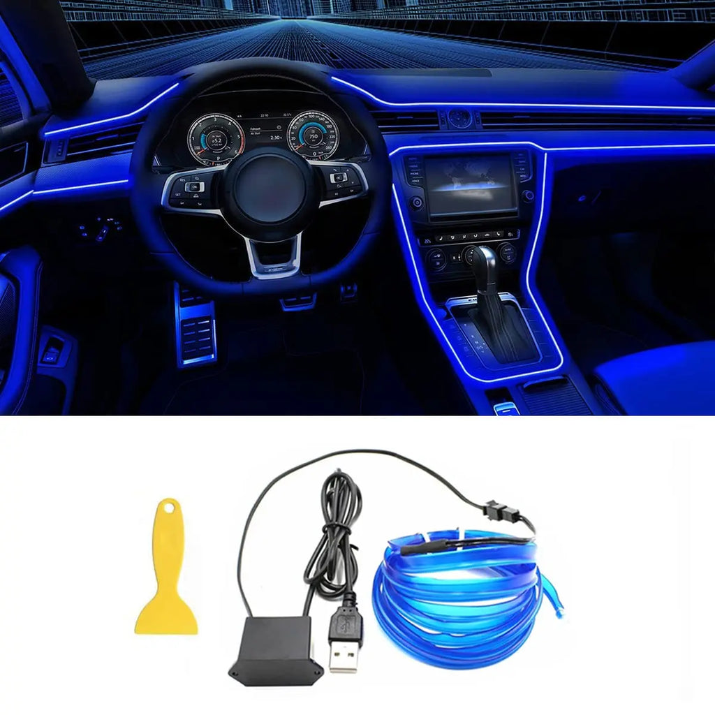 Tira LED interior para auto 5M – luz ambiental flexible y neón USB para decoración