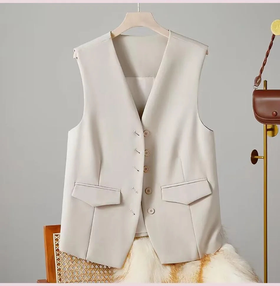 Chaleco elegante mujer – business con escote en V y diseño sin mangas