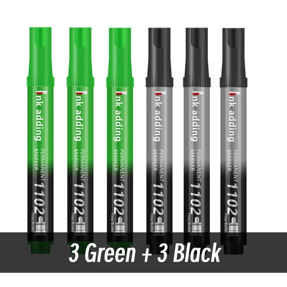 Set marcador permanente 2mm – tinta roja, azul y negra, punta fina y rápido secado