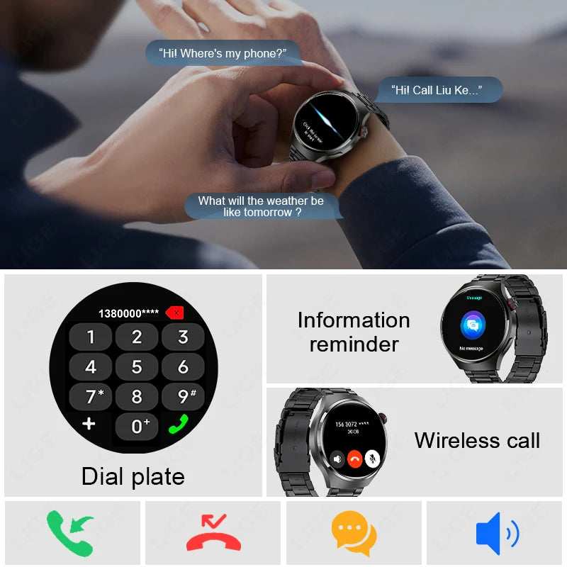 Smartwatch LIGE nuevo – pantalla HD 360*360, monitor de salud y llamadas Bluetooth