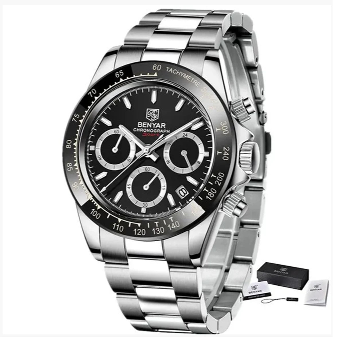 Reloj BENYAR para hombre – cronógrafo deportivo de lujo, resistente al agua y acero inoxidable