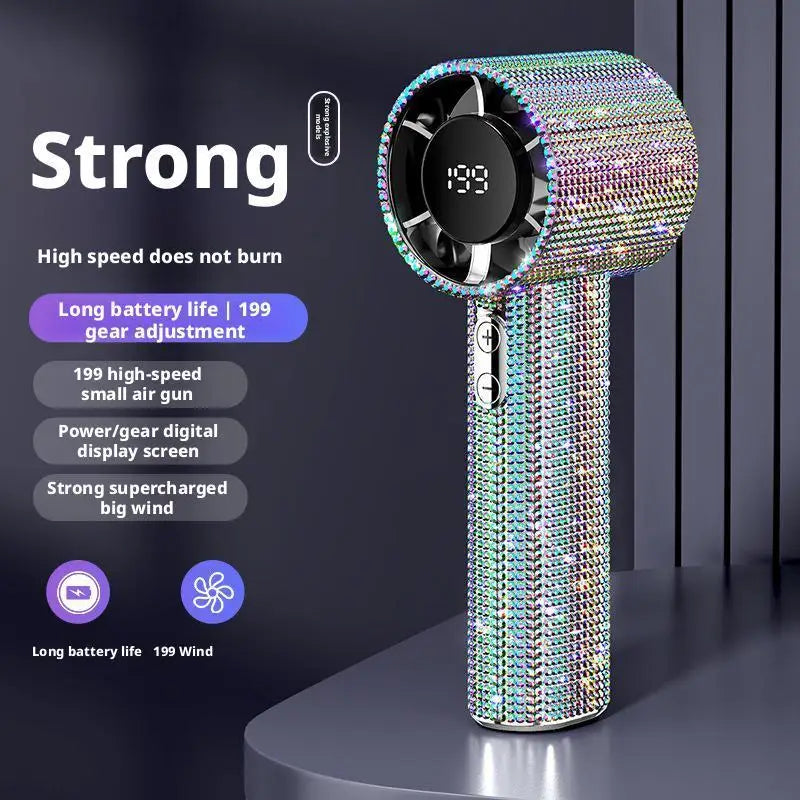 Ventilador de Mano Portátil con Pantalla Digital y 199 Velocidades