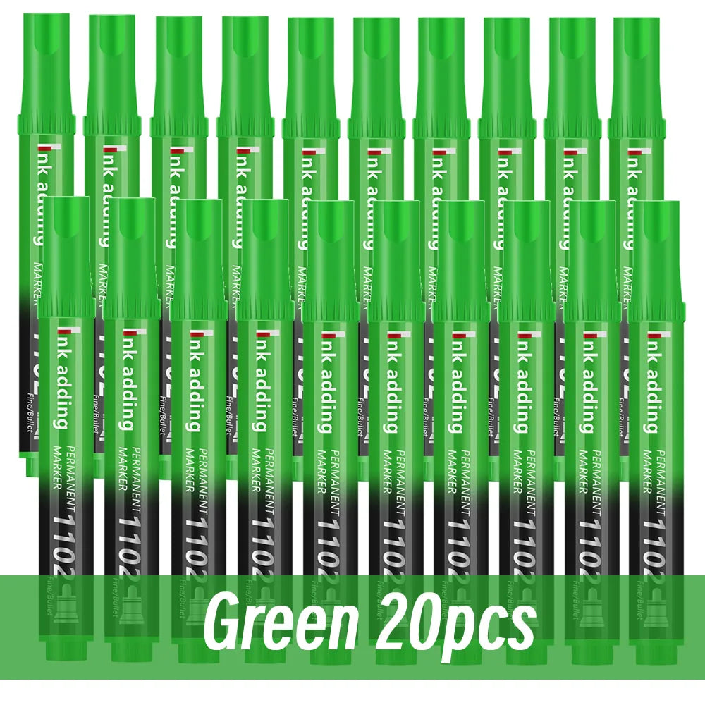 Set marcador permanente 2mm – tinta roja, azul y negra, punta fina y rápido secado