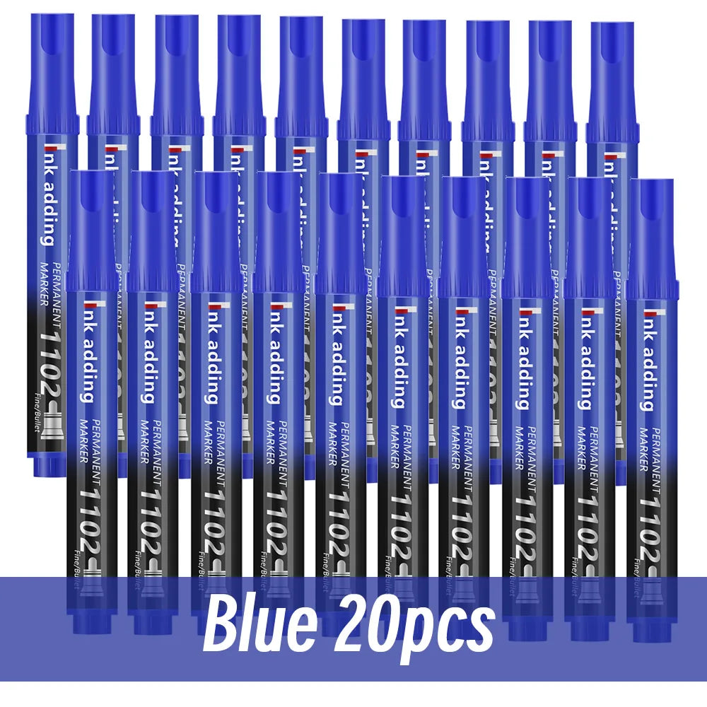 Set marcador permanente 2mm – tinta roja, azul y negra, punta fina y rápido secado