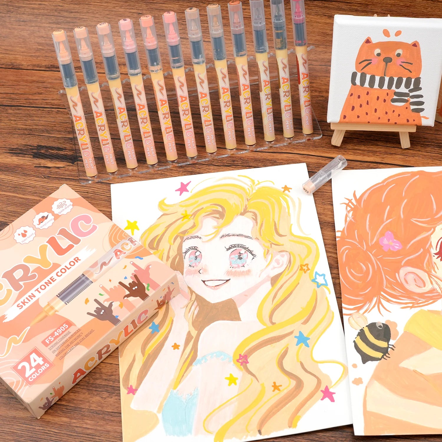Set marcadores acrílicos tonos piel – punta suave y pintura rápida impermeable