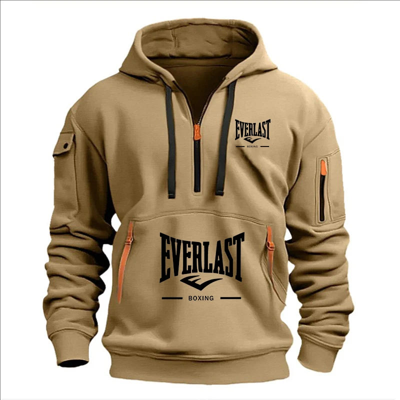 Hoodie casual con diseño multi-zipper – estampado y corte suelto para otoño/invierno
