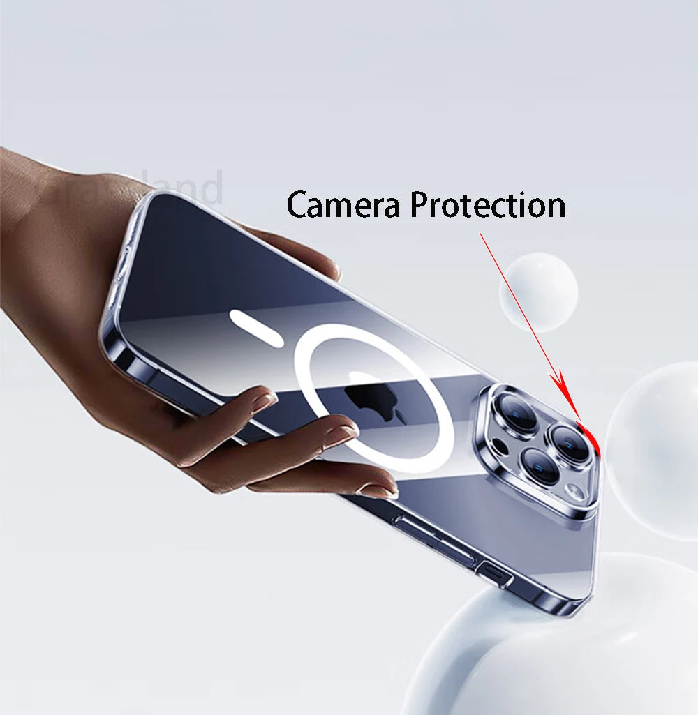 Funda transparente con carga magnética inalámbrica – compatible con MagSafe para iPhone