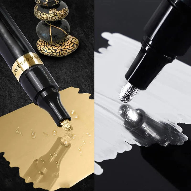 Set marcador espejo cromado – pintura reflectante DIY en dorado y plata