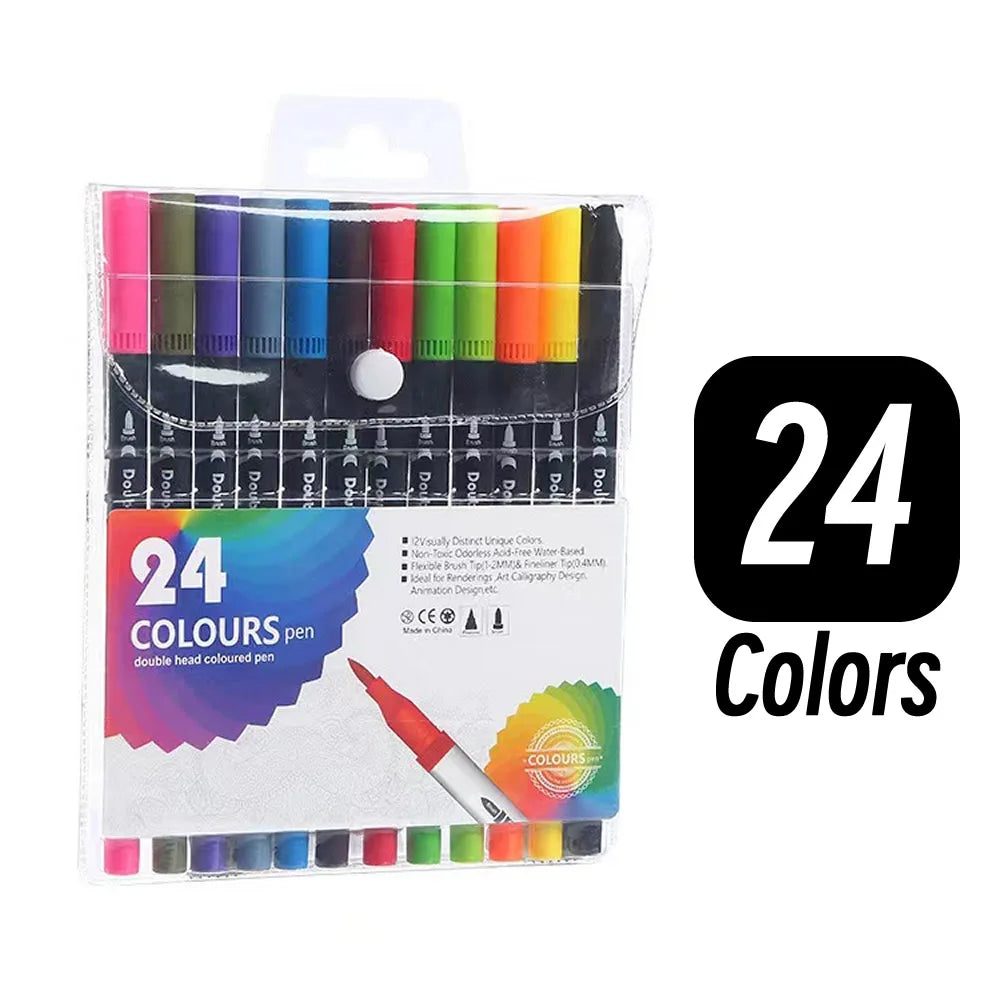 Set de 60 marcadores doble punta LOLEDE – colores vibrantes para dibujo y escritura