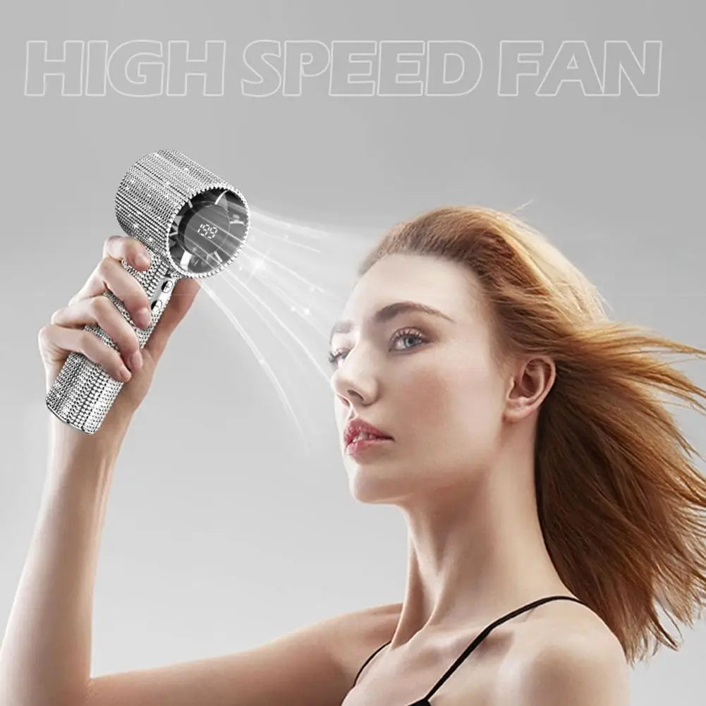 Ventilador de Mano Portátil con Pantalla Digital y 199 Velocidades