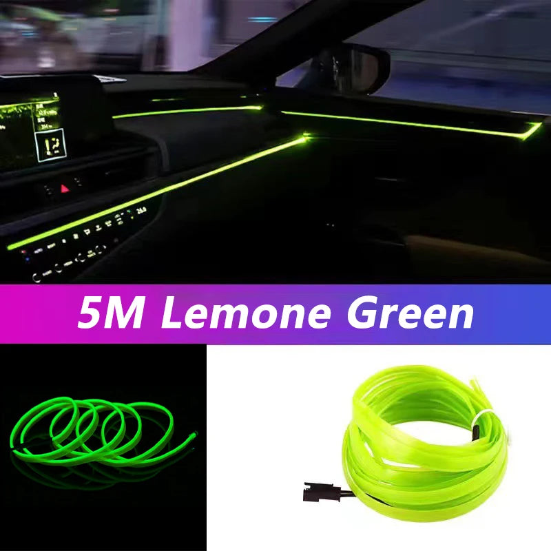 Tira LED interior para auto 5M – luz ambiental flexible y neón USB para decoración