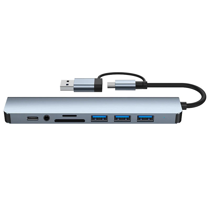 Adaptador Hub USB-C 8 en 1 para Laptop, Tablet y Celular