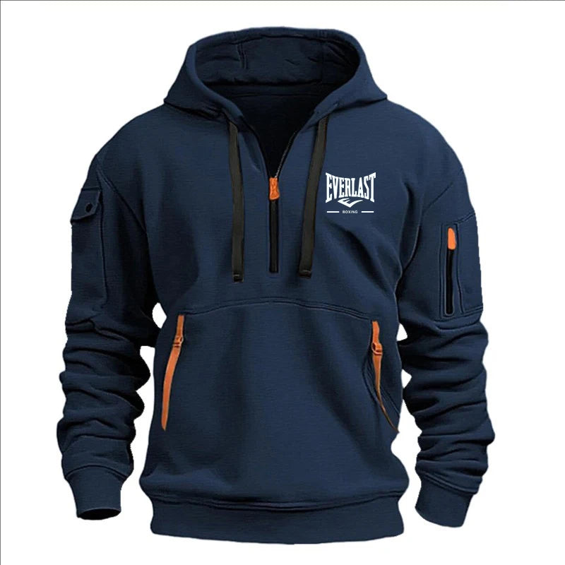 Hoodie casual con diseño multi-zipper – estampado y corte suelto para otoño/invierno